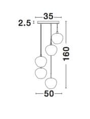 Nova Luce NOVA LUCE závesné svietidlo CEDRO dymové sklo bronz a čierny kov E27 5x12W 230V IP20 bez žiarovky 8436406