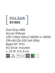 Nova Luce NOVA LUCE vonkajšie nástenné svietidlo PULSAR tmavo šedý ABS akrylový difúzor LED 4W 3000K alebo 4000K 220-220V 62st. IP54 811501