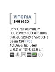 Nova Luce NOVA LUCE vonkajšie nástenné svietidlo VITORIA tmavo šedý hliník LED 5W 3000K 220-240V 120st. IP65 8401030