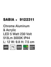 Nova Luce NOVA LUCE nástenné svietidlo SABIA chróm hliník a akryl LED 5W 220-240V 3000K IP44 9122311