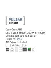 Nova Luce NOVA LUCE vonkajšie nástenné svietidlo PULSAR tmavo šedý ABS LED 2W 3000K 220-220V 29st. IP54 811201