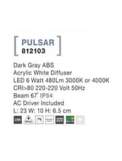 Nova Luce NOVA LUCE vonkajšie nástenné svietidlo PULSAR tmavo šedý ABS akrylový biely difúzor LED 6W 3000K alebo 4000K 220-220V 67st. IP54 812103