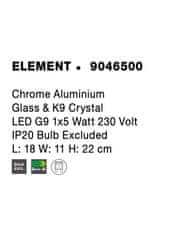 Nova Luce NOVA LUCE nástenné svietidlo ELEMENT chrómovaný hliník sklo a K9 krištáľ G9 1x5W 230V IP20 bez žiarovky 9046500