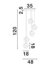 Nova Luce NOVA LUCE závesné svietidlo ODELLE mosadzný zlatý kov a jantárové sklo E14 5x5W 230V IP20 bez žiarovky 9009255