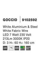 Nova Luce NOVA LUCE závesné svietidlo GOCCIO biely hliník a oceľ biely kábel LED 7W 230V 3000K IP20 9102592