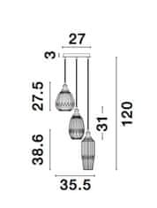 Nova Luce NOVA LUCE závesné svietidlo ZARLEY chrómovaný kov dymové šedé sklo E27 3x12W 230V IP20 bez žiarovky 9066031