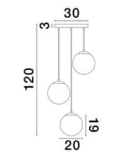 Nova Luce NOVA LUCE závesné svietidlo JIAN mosadzný zlatý kov a biele sklo s prechodmi E27 3x12W 230V IP20 bez žiarovky 9028841