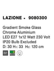 Nova Luce NOVA LUCE závesné svietidlo LAZIONE dymové sklo s prechodom chrómovaný hliník E27 1x12W 230V IP20 bez žiarovky 9080300