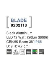 Nova Luce NOVA LUCE zapustené svietidlo BLADE čierny hliník LED 12W 3000K 38st. IP65 výklopné 9232118