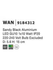 Nova Luce NOVA LUCE bodové svietidlo WAN čierny hliník GU10 1x10W IP20 220-240V bez žiarovky 9184312