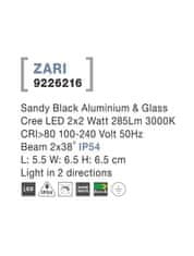 Nova Luce NOVA LUCE vonkajšie nástenné svietidlo ZARI čierny hliník a sklo Cree LED 2x2W 3000K 100-240V 2x38st. IP54 svetlo v dvoch smeroch 9226216