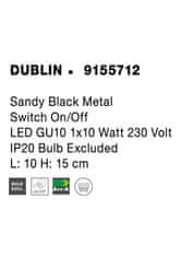 Nova Luce NOVA LUCE bodové svietidlo DUBLIN čierny kov vypínač na tele GU10 1x10W 230V IP20 bez žiarovky 9155712