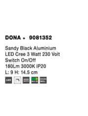 Nova Luce NOVA LUCE bodové svietidlo DONA čierny hliník LED Cree 3W 230V vypínač na tele 3000K IP20 9081352