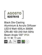 Nova Luce NOVA LUCE vonkajšie nástenné svietidlo AGOSTO čierny hliník a akrylový difúzor LED 6W 3000K 100-240V 120st. IP54 9207615