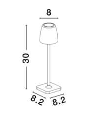 Nova Luce NOVA LUCE vonkajšia stolná lampa COLT biely liaty hliník a akryl LED 2W 3000K IP54 62st. 5V DC vypínač na tele USB kábel stmievateľné 9223415