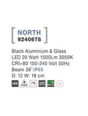 Nova Luce NOVA LUCE vonkajší reflektor NORTH čierny hliník a sklo LED 20W 3000K 100-240V 38st. IP65 9240678
