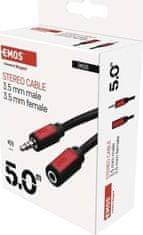 EMOS JACK kábel 3,5 mm stereo, vidlica - 3,5 mm zásuvka 5m