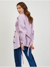 Orsay Svetlofialová košeľová zimná bunda so strapcami ORSAY XL