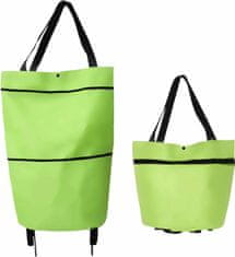 HOME & MARKER® Kompaktná a všestranná skladacia nákupná taška na kolieskach (39 x 46 x 12 cm) – zelená | FOLDNCARRY