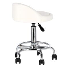 Enzo Kosmetický taburet s opěrkou, otočná židle, bílý hoker, kadeřnický.