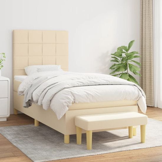 shumee Posteľný rám boxspring s matracom krémový 90x190 cm látka