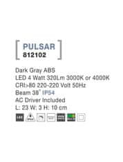 Nova Luce NOVA LUCE vonkajšie nástenné svietidlo PULSAR tmavo šedý ABS LED 4W 3000K 220-220V 38st. IP54 812102