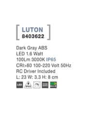 Nova Luce NOVA LUCE vonkajšie nástenné svietidlo LUTON tmavo šedý ABS LED 1.6W 3000K IP65 100-220V vr. driveru 8403622