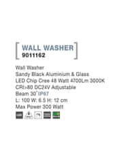 Nova Luce NOVA LUCE WALL WASHER čierny hliník a sklo LED Chip Cree 48W 3000K DC24V nastaviteľné 30st. IP67 Max Power 300W 9011162