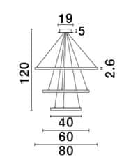 Nova Luce NOVA LUCE závesné svietidlo EMPATIA LED 108W 3000K mosadz 807 plus 600 plus 395x2000mm stmievateľné 9172869