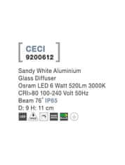 Nova Luce NOVA LUCE vonkajšie stropné svietidlo CECI biely hliník sklenený difúzor Osram LED 6W 3000K 100-240V 76st. IP65 9200612