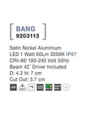 Nova Luce NOVA LUCE vonkajšie zapustené svietidlo do zeme BANG nikel satén hliník LED 1W 3000K IP67 100-240V 42st. vr. driveru 9203113