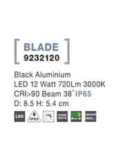 Nova Luce NOVA LUCE zapustené svietidlo BLADE čierny hliník LED 12W 3000K 38st. IP65 9232120