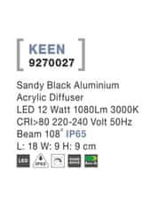 Nova Luce NOVA LUCE vonkajšie nástenné svietidlo KEEN čierny hliník akrylový difúzor LED 12W 3000K 220-240V 108st. IP65 9270027