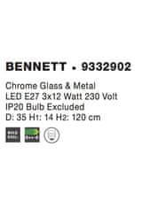 Nova Luce NOVA LUCE závesné svietidlo BENNETT chrómové sklo a kov E27 3x12W 230V IP20 bez žiarovky 9332902