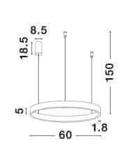 Nova Luce NOVA LUCE závesné svietidlo ELOWEN čierny hliník a silikón LED 60W 3000K stmievateľné 9345660