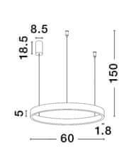 Nova Luce NOVA LUCE závesné svietidlo ELOWEN brúsený šampaň strieborný hliník a silikón LED 60W 3000K stmievateľné 9345662