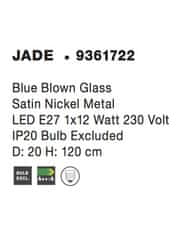 Nova Luce NOVA LUCE závesné svietidlo JADE modré fúkané sklo a nikel satén kov E27 1x12W IP20 bez žiarovky 9361722