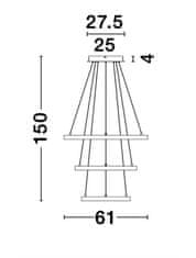 Nova Luce NOVA LUCE závesné svietidlo LEON plátkovaný zlatý hliník a akryl nastaviteľné LED 83W 230V 3000K IP20 stmievateľné 9501430