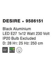 Nova Luce NOVA LUCE závesné svietidlo DESIRE čierny hliník E27 1x12W 230V IP20 bez žiarovky 9586151