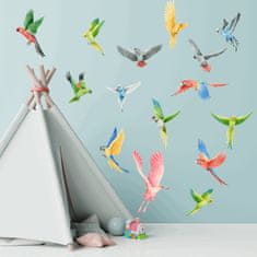 PIPPER. Textilná nálepka na stenu "Exotické vtáky" vyrobená na Slovensku
