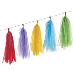 Girlanda strapce - pompom - multicolor - duha farebná - 20 ks - 420 x 30 cm