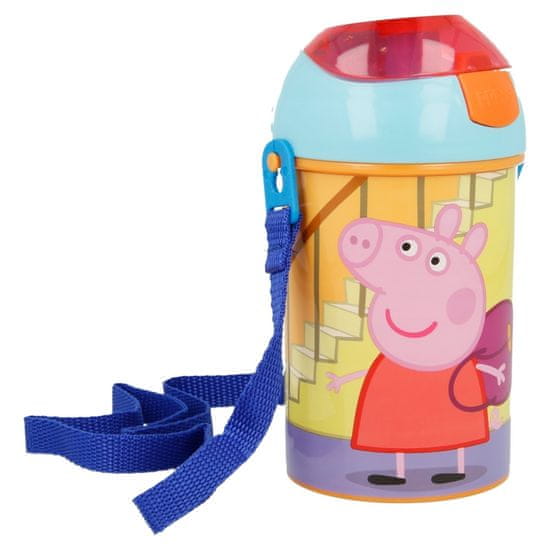 Stor Fľaša na pitie s popruhom a slamkou 450 ml Peppa Pig