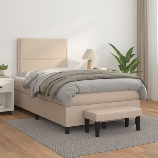 shumee Boxspring posteľ s matracom kapučínová 120x200 cm umelá koža