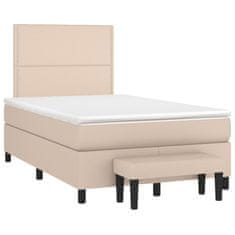 shumee Boxspring posteľ+matrac. kapučínová 120x190cm. umelá koža