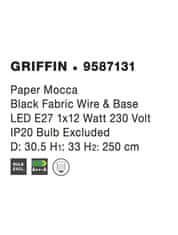 Nova Luce NOVA LUCE závesné svietidlo GRIFFIN závesné svietidlo, železo a papier, prírodná farba 1x12W E27 9587131