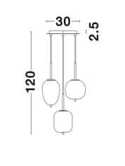 Nova Luce NOVA LUCE závesné svietidlo LATO opálové sklo antický mosadzný kov čierny kábel E14 3x5W 230V IP20 bez žiarovky 9624068