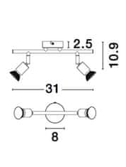 Nova Luce NOVA LUCE bodové svietidlo LUP saténový čierny kov GU10 2x5W 230V IP20 bez žiarovky 960006