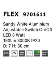 Nova Luce NOVA LUCE bodové svietidlo FLEX biely hliník nastaviteľné vypínač na tele LED 3W 3000K IP20 9701611