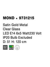 Nova Luce NOVA LUCE závesné svietidlo MOND saténový zlatý kov číre sklo E14 6x5W230V IP20 bez žiarovky 9731215