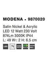 Nova Luce NOVA LUCE nástenné svietidlo nad zrkadlo MODENA nikel satén a akryl LED 12W 230V 3000K IP44 9870020